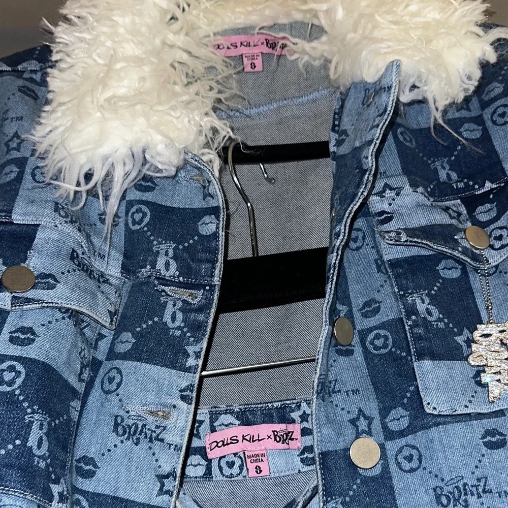 Dollskill x Bratz Denim Faux Fur Jacket and Mini Skirt - Picture 5 of 6
